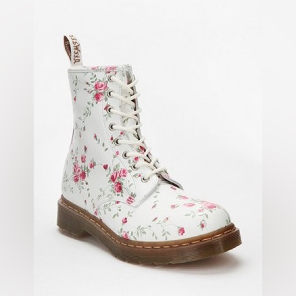 Dr. Martens 1460 Rose Floral White Combat Boots